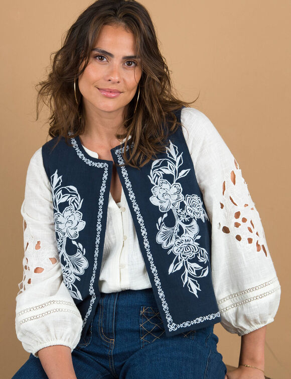 Veste brodée sans manches (marine) Veste brodée sans manches (marine)